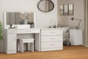 1 Door 2 Drawer Vanity/ Dressing Table - White Gloss